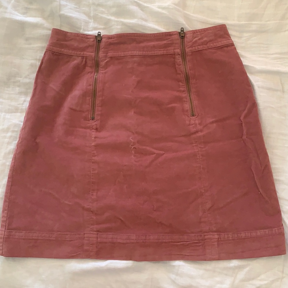 Madewell pink velvet zip mini skirt